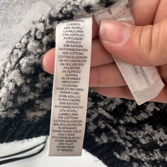 Loft Women's Marbled Wool Blend Open Front Cardigan Sweater Gray Black Size XL - Picture 5 of 10